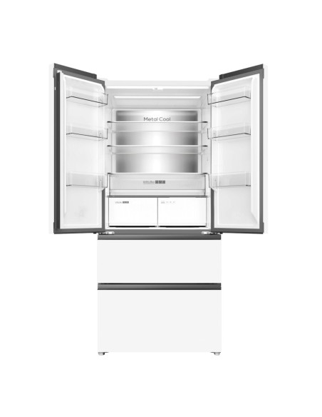 Frigorífico francés 190x84 cm 2 puertas 2 cajones E Cristal Blanco