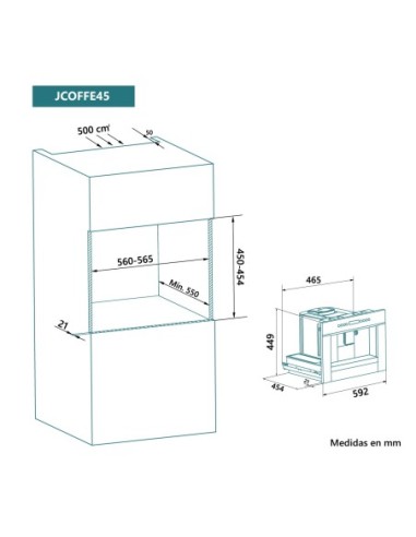 Cafetera automática integrable 45 cm Cristal Negro