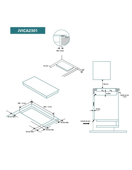 Vitrocerámica 30 cm 2 zonas de cocinado