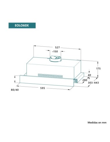 Campana telescópica 60 cm Inox