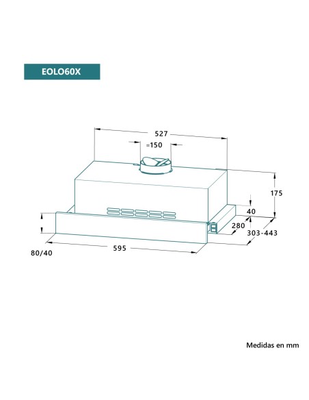 Campana telescópica 60 cm Inox