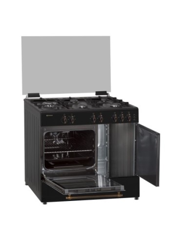 Cocina de gas butano 90 cm Rústica Negra