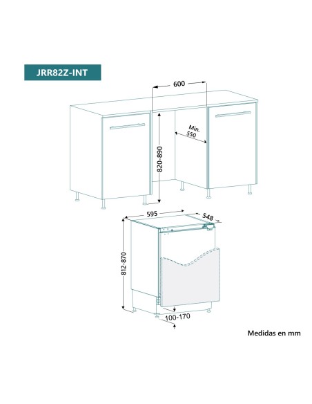 Frigorífico bajo encimera de 1 puerta integrable 82x60 cm E Blanco