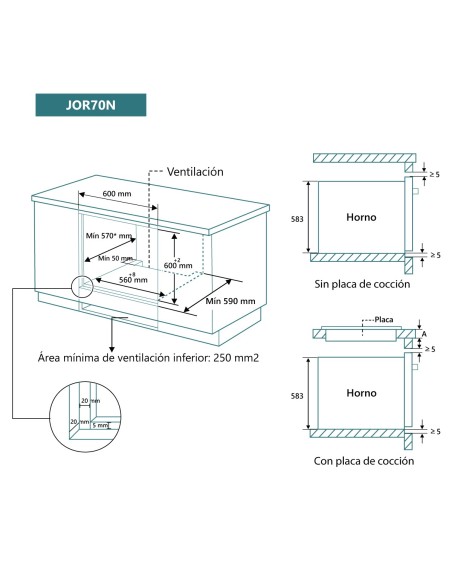 Horno 8 funciones Cristal Negro