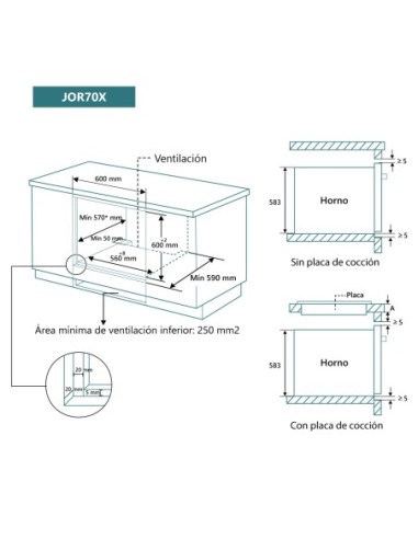 Horno 8 funciones Inox y Cristal Negro