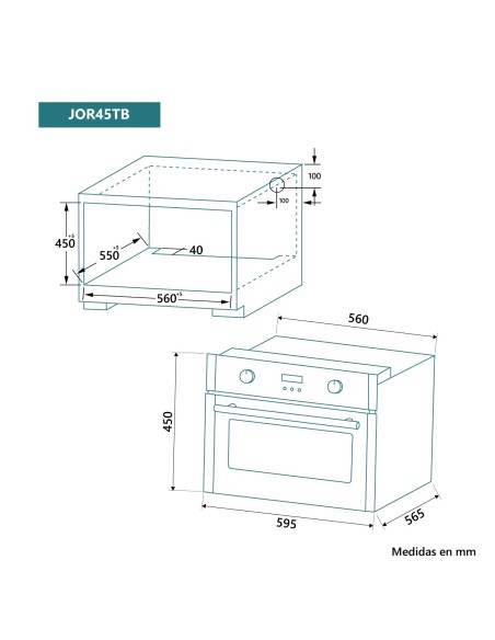 Horno 8 funciones 45 cm Cristal Blanco