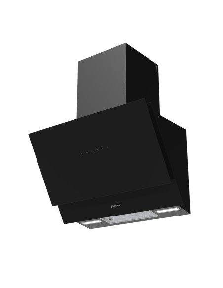 Campana de pared inclinada 70 cm Cristal Negro