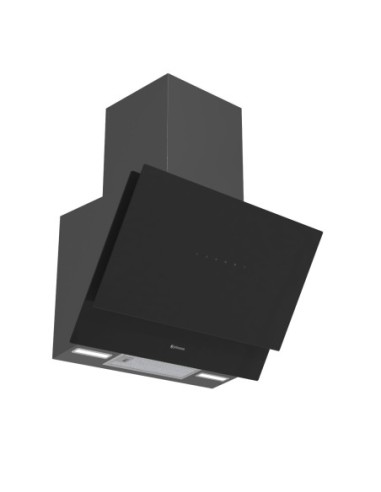 Campana de pared inclinada 70 cm Cristal Negro