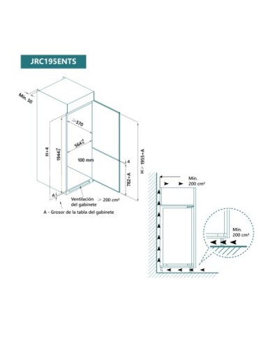 Frigorífico combi integrable 196x54 cm E