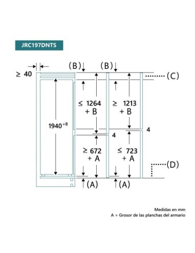 Frigorífico combi integrable 196x69 cm D