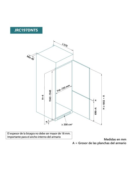 Frigorífico combi integrable 196x69 cm D