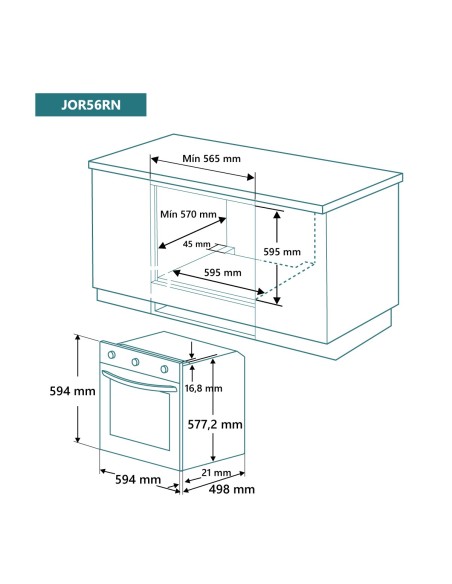 Horno 6 funciones estilo rústico Negro