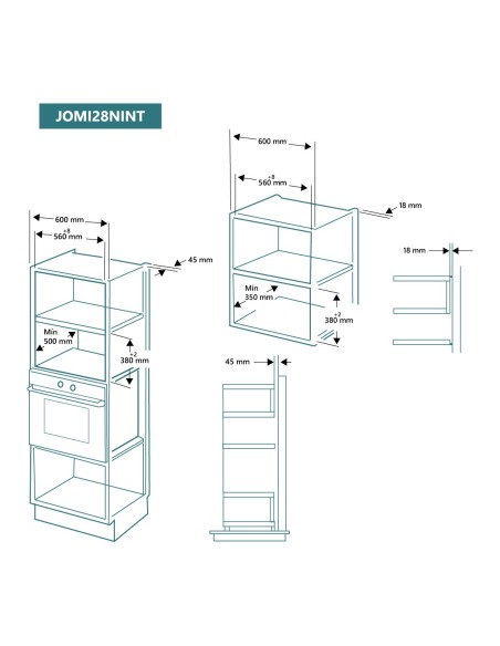 Microondas integrable con Grill 28 litros Cristal Negro