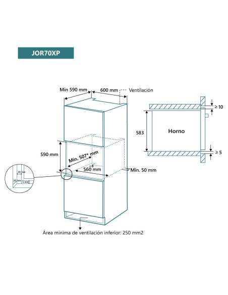 Horno 9 funciones pirolítico Inox y Cristal Negro