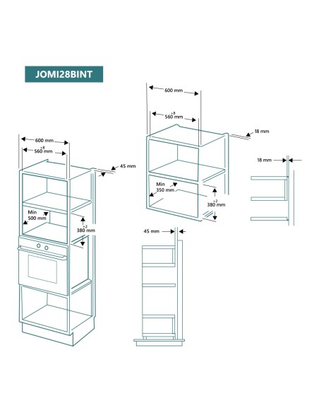 Microondas integrable con Grill 28 litros Cristal Blanco
