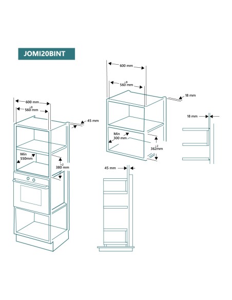 Microondas integrable con Grill 20 litros Cristal Blanco