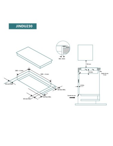 Placa de inducción 30 cm 2 zonas de cocinado