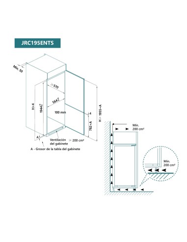 Frigorífico combi integrable 196x54 cm E