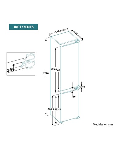Frigorífico combi integrable 177x54 cm E