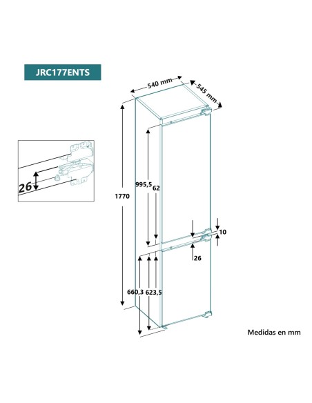 Frigorífico combi integrable 177x54 cm E