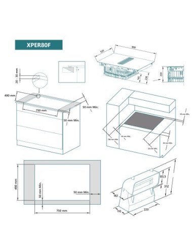 Placa de inducción flexible con extracción 80...