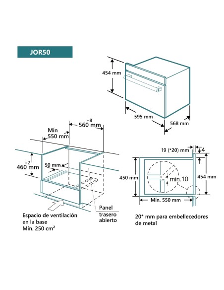 Horno 11 funciones 45 cm Cristal Negro