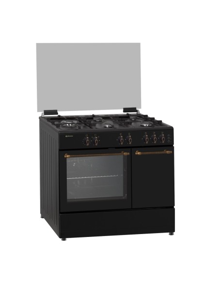 Cocina de gas butano 90 cm Rústica Negra