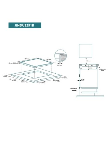 Placa de inducción 60 cm 3 zonas de cocinado