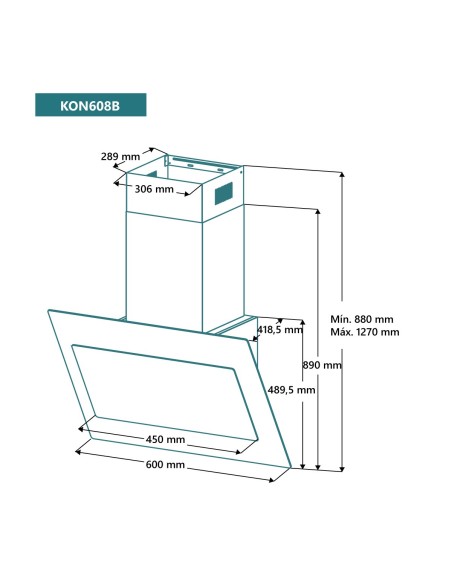 Campana de pared inclinada 60 cm Cristal Blanco